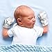 Baby Mittens (Gray) - 100% Cotton Mittens, Stop all unwanted scratches-Unique strap that keeps mittens in place and your precious baby safe GUARANTEED!