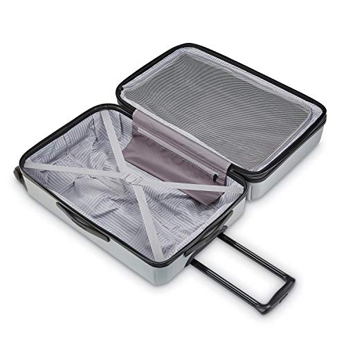 American Tourister Stratum XLT Expandable Hardside Luggage with Spinner Wheels, Bright Silver