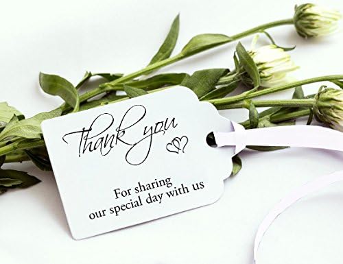 50pcs"Thank you for sharing our special day" Scalloped Shape Favours Gift Luggage Tags With White Ribbon. Perfect for Wedding, Birthday, Party, Baby Shower and Gifts. – SCW