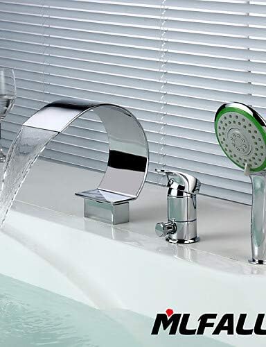 Mainstream home LPZSQ Tap Mlfalls Contemporary Chrome Finish 3 Holes Waterfall Bathroom Faucet with Hand Shower #336