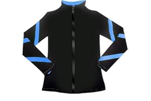 JoyCan Girls Ice Skating Jackets Women Stripes Training Practice Figure Skating Tops Fleece.