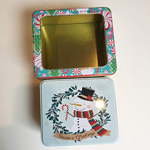 Christmas Cookie Tins With Metal Lids For Gift Giving Empty Candy Treat Swap Containers Ginger Snaps Snack Exchange Boxes Cerebrate a Holiday Goodie Party Favors Box 2 Pack Square Shape With Window