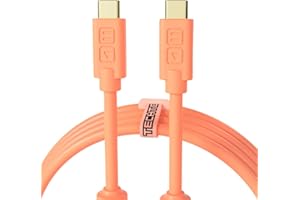 DJ TechTools Chroma Cable – USB-C to USB-C Cable | 100W Power Delivery, 10Gbps, 4K60, Ferrites & 56k? Resistor | Audio-Optimized, Color-Coded with Cable Tie | Neon Orange 3.2ft (1M) Straight