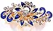 NYKKOLA Women's Multilayered Peacock Shaped Rhinestone French Barrette Hair Clip Blue