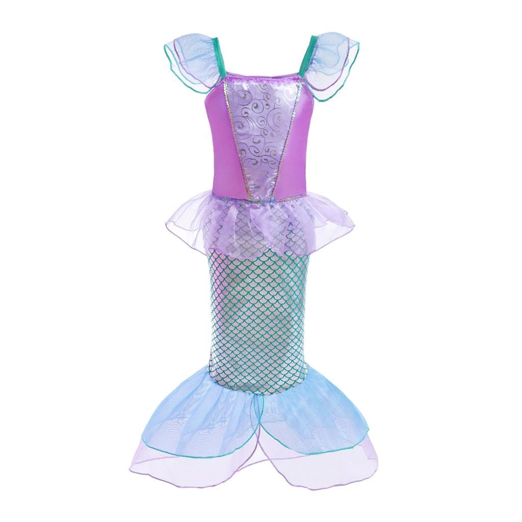 Lito Angels Mermaid Princess Ariel Costumes Dresses Fancy Party Summer Dress Age 4-5 Years Purple