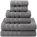 Premium, Luxury Hotel & Spa Quality, 6 Piece Kitchen and Bathroom Turkish Towel Set, Cotton for Maximum Softness and Absorbency by American Soft Linen, [Worth $78.95] (RockRidge Grey)