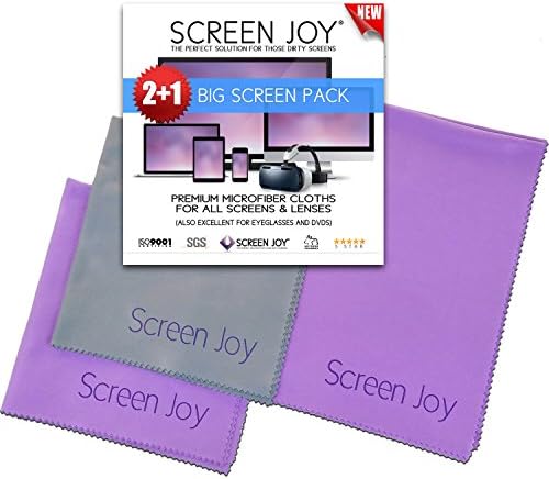 Screen Joy Microfiber Cloths - Big Screen 3 Pack - 2 Large 1 XL Big Screen Cleaning Cloth