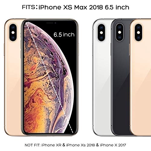 ULAK iPhone Xs Max Wallet Case, Premium PU Leather Case with Kickstand Card Holder ID Slot and Wristlet Shockproof Bling Glitter Protective Cover for Apple iPhone Xs Max (2018) - Rose Gold