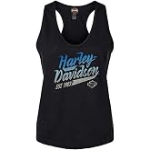 Harley-Davidson Women's Devout Sleeveless Racerback Curved Hem Tank Top - Black