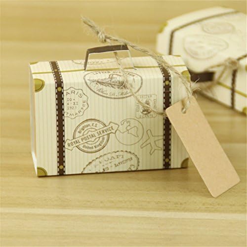 BUYBUYMALL 50Pcs Vintage Suitcase Favor Boxes Creative Candy Gift Box