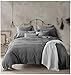 Doffapd Duvet Cover Queen, Washed Cotton Duvet Cover Set - 3 Piece (Queen, Dark Gray)