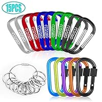 FEOAMO Carabiner Clip, 15 PCS 3 Inch Carabiner with 11 Keychains, 3