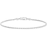 BRIJEWNES 925 Sterling Silver Clasp 2/2.5/3mm Gold | Silver Rope Chain Bracelets for Men Women Solid Diamond Cut Rope Chain Mens Bracelet Chain Bracelets for Men Jewelry Men Gifts