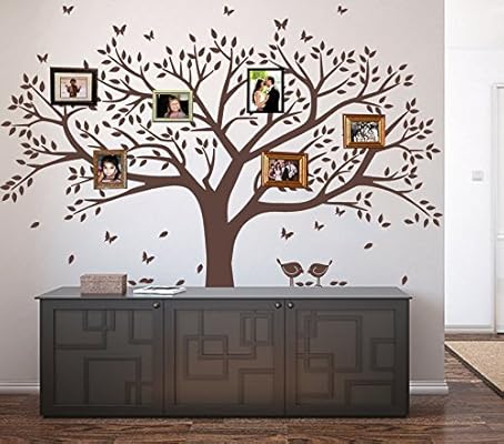 Biseplay Family Tree Wall Decal Butterflies And Birds Wall Decal Vinyl Wall Art Photo Frame Tree Stickers Living Room Home Decor Wall Sticker Brown Buy Online At Best Price In Uae