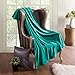Honeymoon Velvet Flannel Fleece Throw Lightweight Cozy Plush Microfiber Blanket, Teal