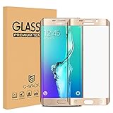 Galaxy S7 Edge Screen Protector, G-WACK Tempered Glass Screen Protector [Curved Full Coverage ] For Samsung Galaxy S7 Edge [Life Warranty ] (Gold)