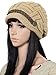 ELACUCOS Women Winter Beanie Cabled Checker Pattern Knit Hat Button Strap Cap Khaki