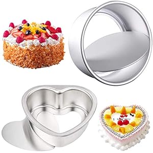Ronde Cake Tin Set Met Losse Basis, 2 Pack 6-Inch Niet-Stick Bakblikken Diep Aluminium Ronde Taartpan 5-inch Hartvormige…