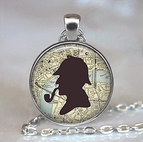 Sherlock Holmes pendant, Sherlock Holmes jewelry, Sherlock Holmes necklace, Sherlock pendant, map of London