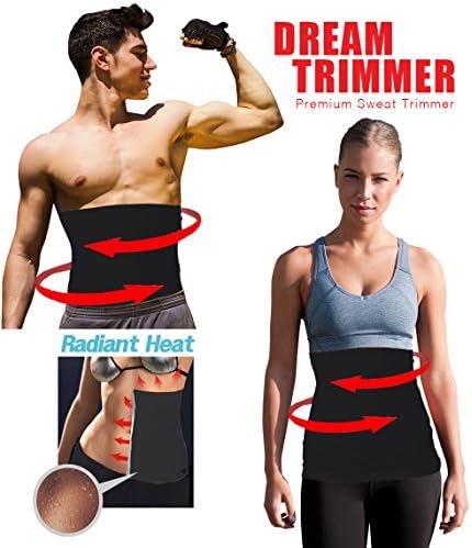 Waist Trimmer (Dream Trimmer) Exercise Belt, Sweat Sauna Abdominal Binder, Belly Fat Burner with Silver Reflective Anti-bacterial Coating, Men's X-large: 36"-40"
