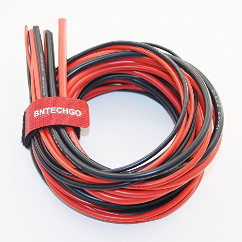 BNTECHGO 10/12/14/16/18 Gauge Silicone Wire 600V 30 Feet(3ft Black and 3ft Red:10AWG,14AWG,12AWG,16AWG and 18AWG) Flexible High Temperature Resistant Electric Wire Strands of Tinned Copper Wire