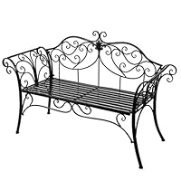 BestValue Go Outdoor Garden Metal Leisure Butterfly Bench Black