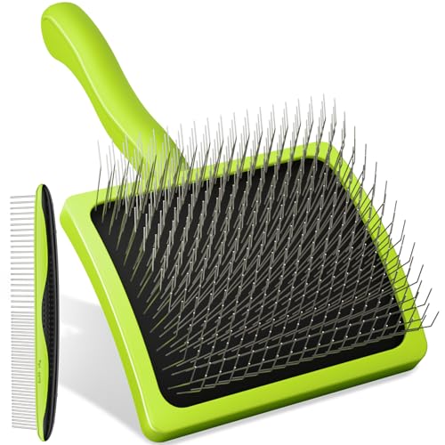 Pecute Slicker Brush for Dogs, Smoothing Brush for Dogs, Doodle Brush Professional Grooming Volumizes Detangler, Knots Detangler for Goldendoodle, Poodle (25mm, L)