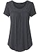 Vinmatto Women's Scoop Neck Pleated Blouse Top Tunic Shirt(L,Black)