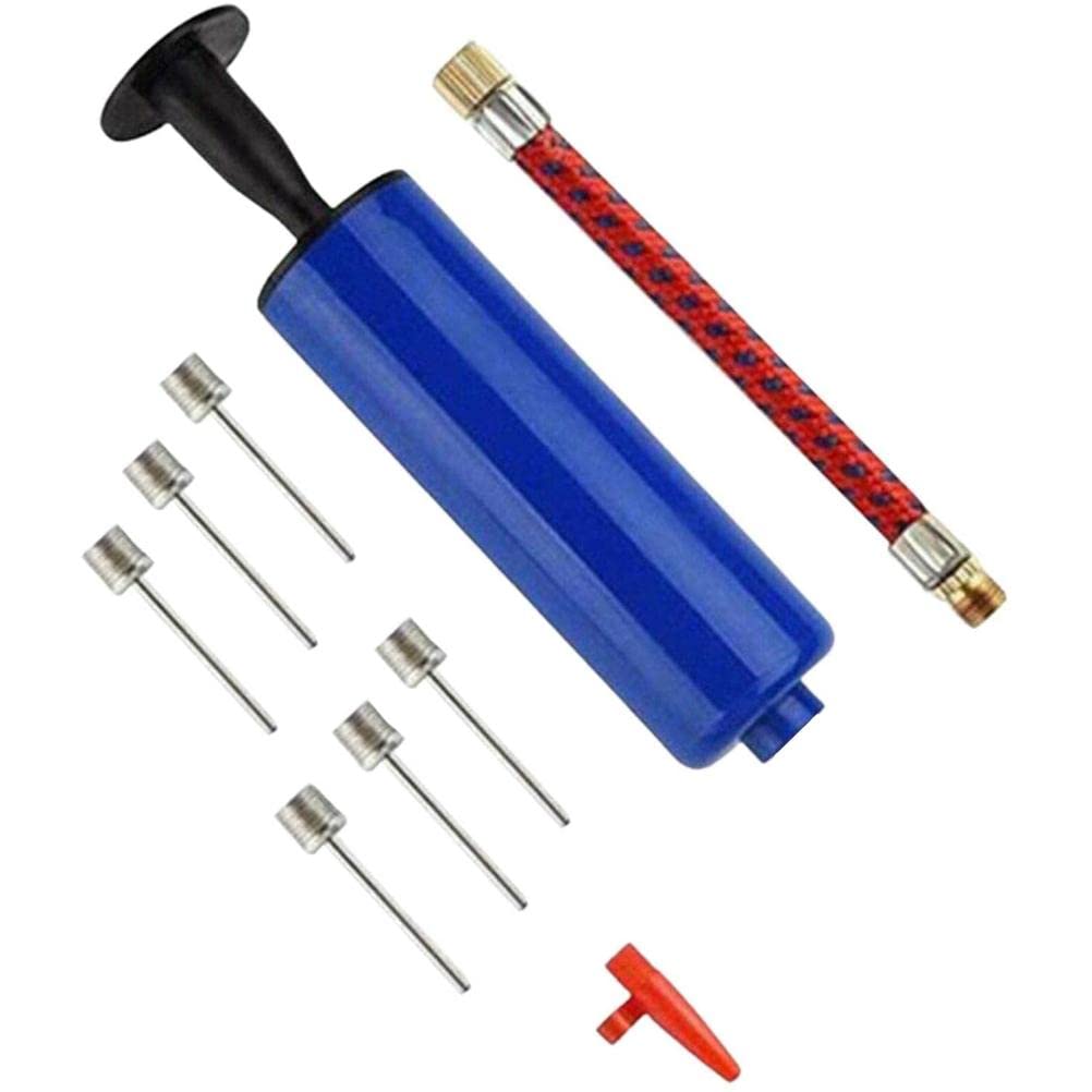 Ghzste Ball pump, football pump with needle, hand air pump, air pump for swimming rings, football, basketball, volleyball with needles, valve adapter, air hose