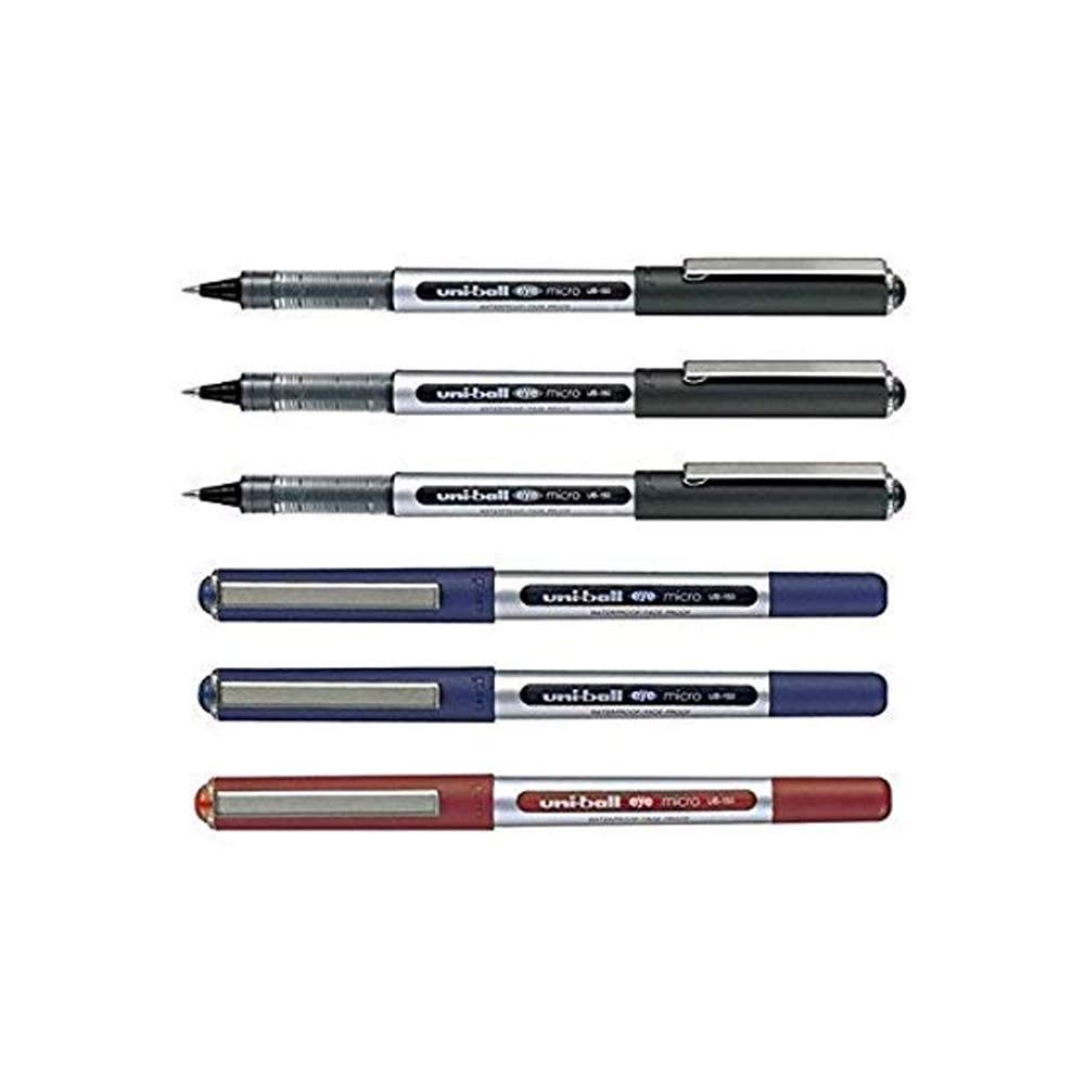 uni-ball UB-150E Eye Micro Liquid Ink Rollerball Pens MIXED Pack of 6