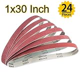 ABRTEN 24 PCS 1 inch x 30 inch Aluminum Oxide Sanding Belts Assorted(Kit) (4 Each Of 60 80 120 150 240 400 Grit) For Belt Sander 1x30 Inch