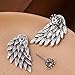 Angel Wing Punk Stud Earrings Ear Jacket for Women Unique Gothic Cute Fashion MengPa Jewelry (Antique Silver) H0419C