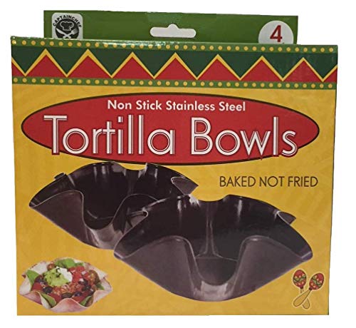 Tortilla Pan Set Non Stick Steel Taco Salad Bowl Makers Tortilla Shell Maker EXTRA THICK STEEL Set of 4 - Thumbnail 2