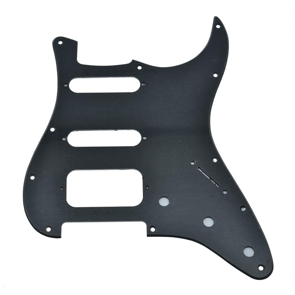 Dopro 11-Hole Strat HSS Guitar Pickguard 2-Screw Humbucking Pickup Mount for American FD Stratocaster Matte Black