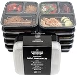 California Home Goods 3 Compartment Reusable Food Storage Containers, Set of 10