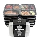 California Home Goods 3 Compartment Reusable Food Storage Containers, Set of 10
