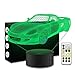 YeeSeeJee Car Night Light 3D Night Light with Remote Timer Adjustable 7 Colors Help Kids Fell Safe at Night Gift for Boys Toy Gift Idea for Kids, Clear