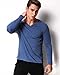 MODCHOK Men's Slim Fit T Shirt Tee Long Sleeve V Neck Shirts Undershirt Tops Small 1-blue