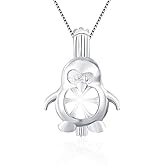 LGSY Penguin Cage Pendants for Pearl Jewelry Making Sterling Silver, Design Cage Pendants for Women