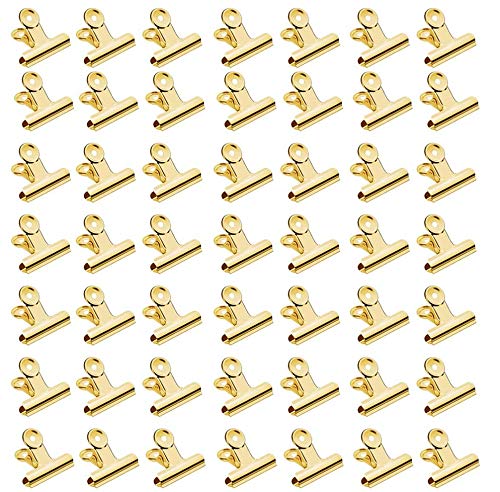 Gold Bulldog Clips, 60 Pieces Small Bulldog Clip File Paper Money Clamps for Offices (Light Gold, 22 mm)