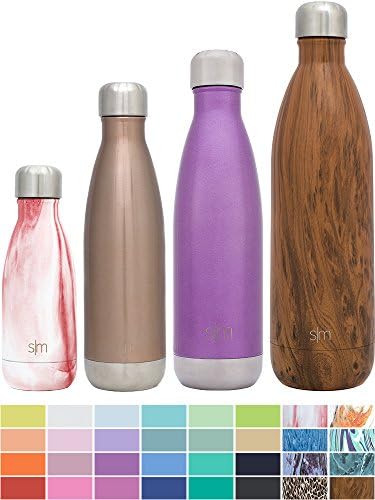 Simple Modern 17 oz Wave Water Bottles - Vacuum Insulated Double Wall Sip by Travel Mug 18/8 Stainless Steel Bronze Hydro Swell Leak Proof Flask - Metallic Bronze