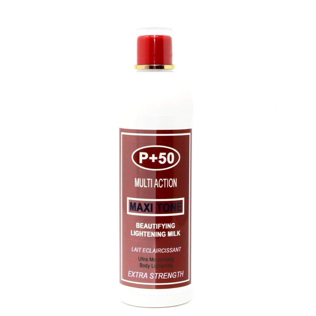 P+50 Multi Action Skin Beautifying Brightening MAXI TONE Milk Lotion 400ml for dark spots, melanin, hyperpigmention, glowing skin. elbows, knees, knuckles and feet.