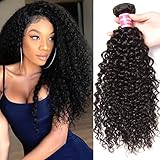 KLAIYI Hair Good Quality Brazilian Curly Hair Weave 1Bundle Virgin Human Hair Extensions Unprocessed Natural Color 95-100g/pc (8Inch)