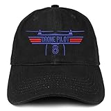 Trendy Apparel Shop Drone Top Gun Pilot Embroidered Soft Crown 100% Brushed Cotton Cap - Black