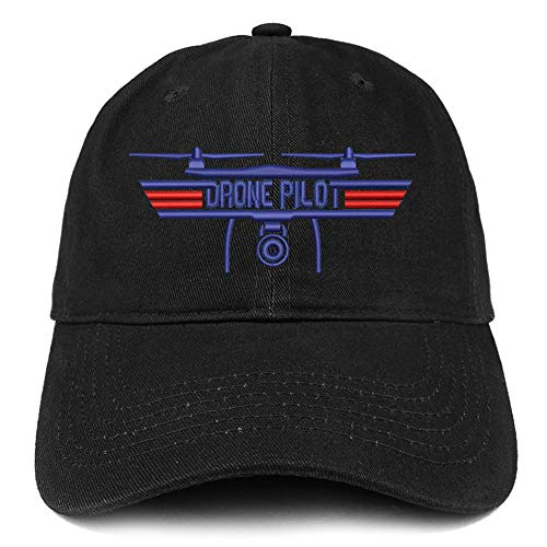 Trendy Apparel Shop Drone Top Gun Pilot Embroidered Soft Crown 100% Brushed Cotton Cap - Black