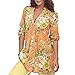 GONKOMA Women Plus Size Vintage Floral Print Blouse Lady 's Fashion V-Neck Tunic Tops Shirt