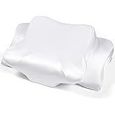 Satin Pillowcase for Cervical Pillows, (Cover Only) Fit for Orthopedic Neck Support Pillow, Silky Smooth Pillowcase Cover with Zipper Closure (White)
