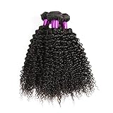 FeiBin Brazilian Hair Afro Kinky Curly Virgin Hair 3 Bundles Human Hair Weave Extensions 100% Unprocessed Healthy Natural Color Mix Length 18