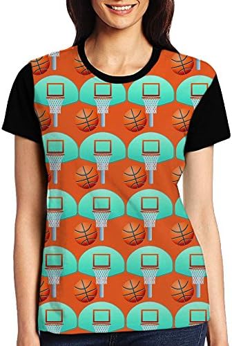 Womens Fashion Basketball Shooting Backboard Raglan Short Sleeve Graphic T Shirt