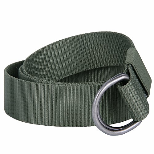 JINIU Canvas Web Belts for Men Women Military Style Double D Ring Buckle Belt Green Color (JNSG28)